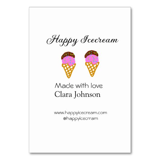Happy Icecream add name website social media  テーブルナンバー (正面)