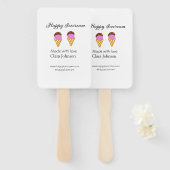 Happy Icecream add name website social media  ハンドファン (正面&裏面)