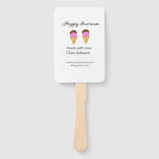 Happy Icecream add name website social media  ハンドファン (正面)
