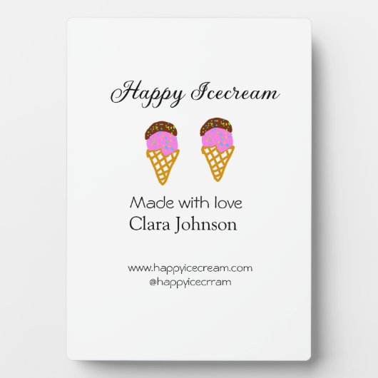 Happy Icecream add name website social media  フォトプラーク (正面)