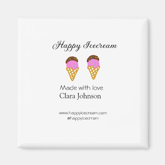 Happy Icecream add name website social media  マグネット (正面)