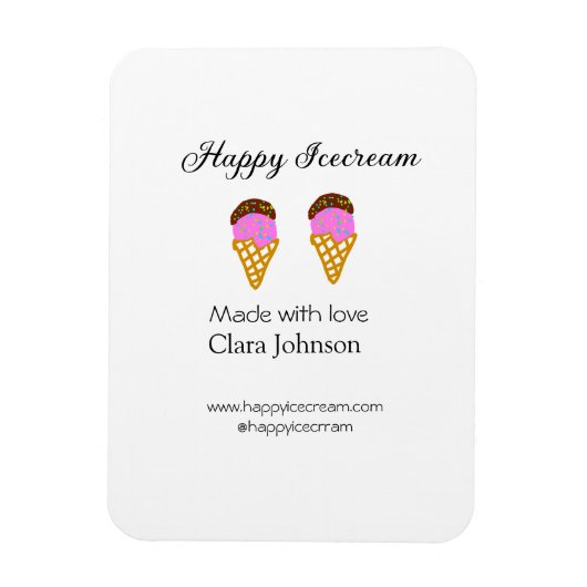 Happy Icecream add name website social media マグネット (縦)