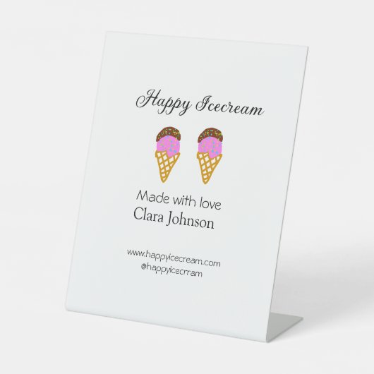 Happy Icecream add name website social media  台座サイン (正面)