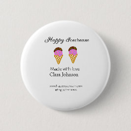 Happy Icecream add name website social media  缶バッジ