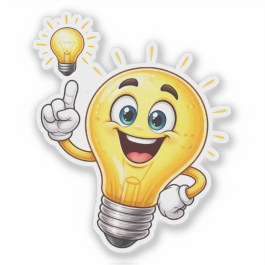 Happy Idea Light Bulb Custom-Cut Vinyl Sticker シール (正面)