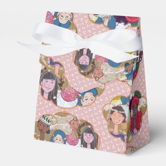 Happy Illustrated Gift Favor Box フェイバーボックス (正面サイド)