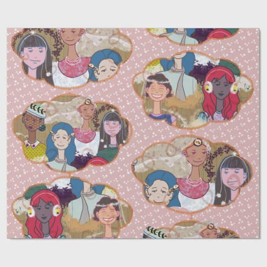 Happy Illustrated Gift Wrapping Paper ラッピングペーパー (フラット)