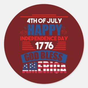 Happy Independance Day 1776神の祝福アメリカ ラウンドシール