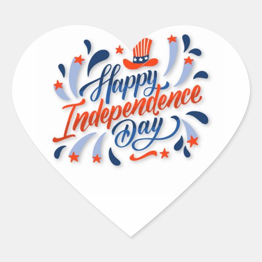 Happy Independence Dayステッカー ハートシール (正面)