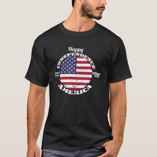 Happy Independence Day 1776年7月4日ヴィンテージ Tシャツ (正面)