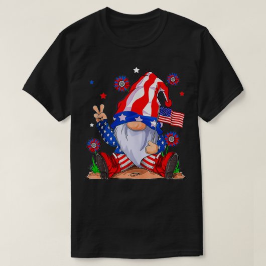 Happy Independence Day 4th Of July Gnome american  Tシャツ (デザイン正面)