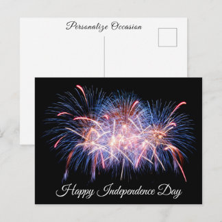 Happy Independence Day Colorful Fireworks Display  シーズンポストカード