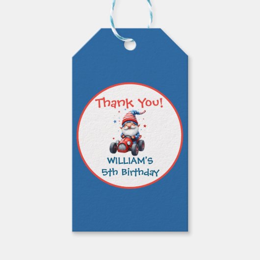 Happy Independence Day Cute Gnome Birthday ギフトタグ (正面)