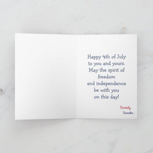 Happy Independence Day Greeting カード (内部)