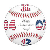 Happy Independence Day Stars and Stripes USA 野球ボール (裏面)