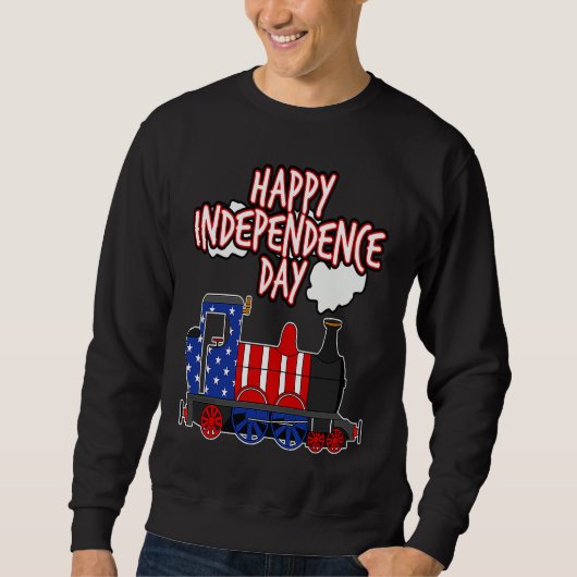 Happy Independence Day Train American Flag USA 4th スウェットシャツ (正面)