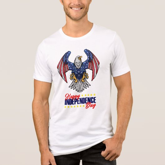 Happy Independence day with eagle トライブレンドTシャツ (正面)