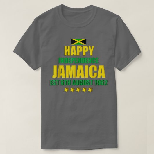 Happy Independence Jamaica, Est 6th 威厳がある 1962, J Tシャツ (デザイン正面)