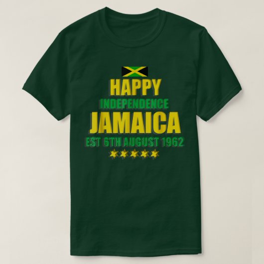 Happy Independence Jamaica, Est 6th 威厳がある 1962, J Tシャツ (デザイン正面)