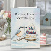 Happy January 100th Birthday Nuthatch Bird カード
