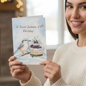 Happy January 25th Birthday Nuthatch Bird カード