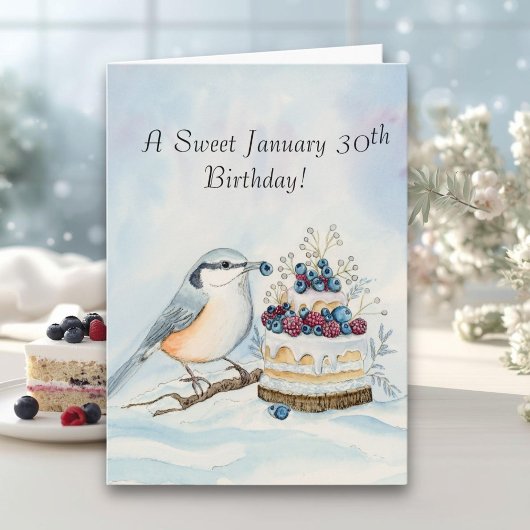 Happy January 30th Birthday Nuthatch Bird カード