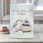 Happy January 50th Birthday Nuthatch Bird カード