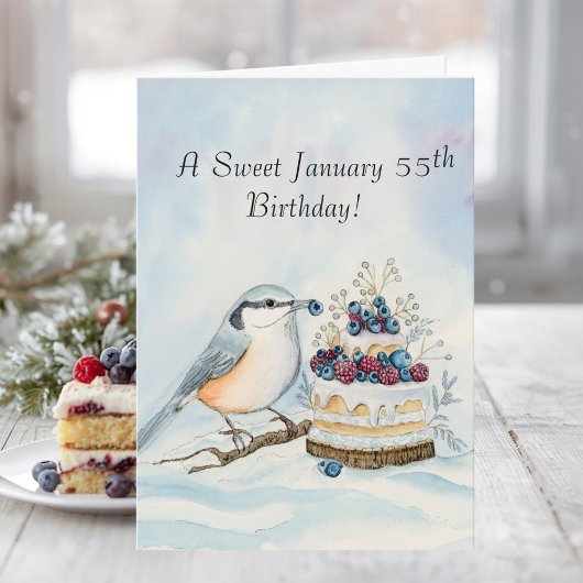 Happy January 55th Birthday Nuthatch Bird カード