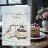 Happy January 65th Birthday Nuthatch Bird カード
