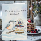 Happy January 75th Birthday Nuthatch Bird カード