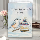 Happy January 80th Birthday Nuthatch Bird カード