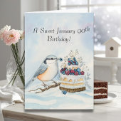 Happy January 90th Birthday Nuthatch Bird カード