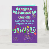 Happy January Birthday Folded Greeting Card カード (正面)