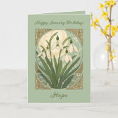 Happy January Birthday Galanthus Flowers Art Nouve カード (黄色い花)