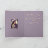 Happy January Birthday Violet Flowers Art Nouveau カード (内部)