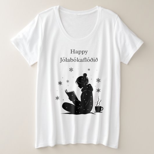 Happy Jolabokaflod – アイスランド語ブックフラッドギフト プラスサイズTシャツ (デザイン正面)