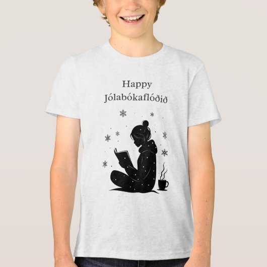 Happy Jolabokaflod – Icelandic Book Flood Gift トライブレンドＴシャツ (正面)