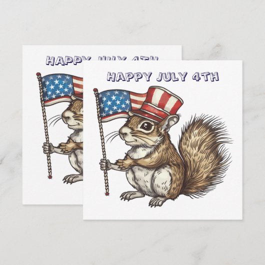 Happy July 4th squirrel 招待状 (正面/裏面)