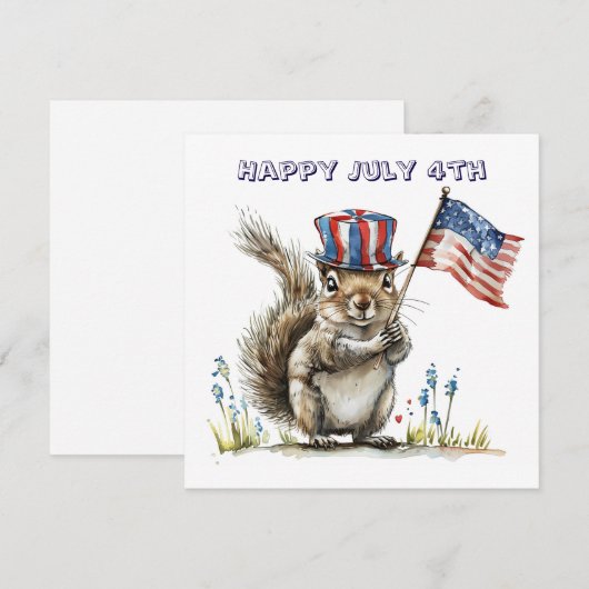 Happy July 4th squirrel 招待状 (正面/裏面)