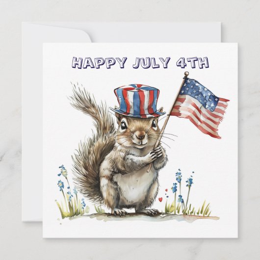 Happy July 4th squirrel 招待状 (正面)
