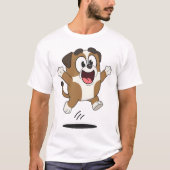 Happy Jumping Cartoon Dog Tシャツ (正面)