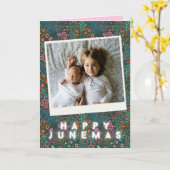 Happy Junemasパーソナライズされたフォトカード カード (黄色い花)