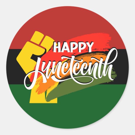 HAPPY JUNETEENTH パンアフリカニズム ラウンドシール (正面)