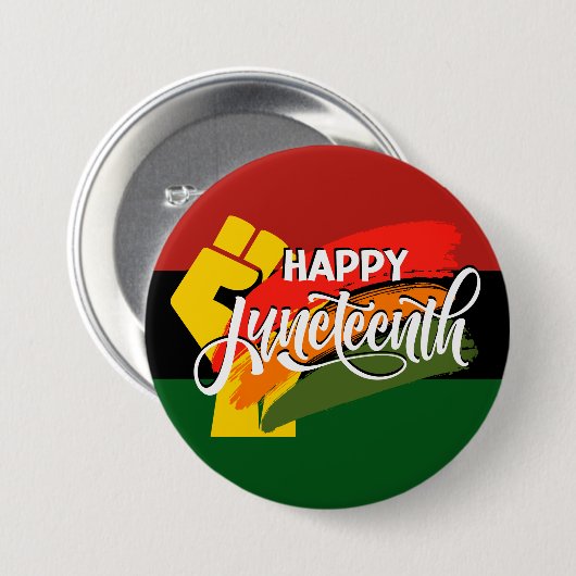 HAPPY JUNETEENTH パンアフリカニズム 缶バッジ (正面&裏面)