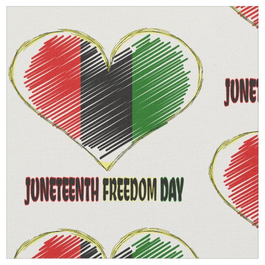 happy juneteenth african flag heart ファブリック (クローズアップ)
