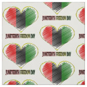 happy juneteenth african flag heart ファブリック (見本)