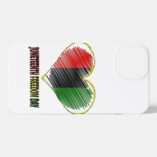 happy juneteenth african flag heart iPhoneケース (裏面横)