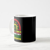 Happy Junetifyは私の独立の日ピンクの黒 コーヒーマグカップ (正面左)