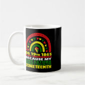 Happy Junetifyは私の独立の日ピンクの黒 コーヒーマグカップ (左)