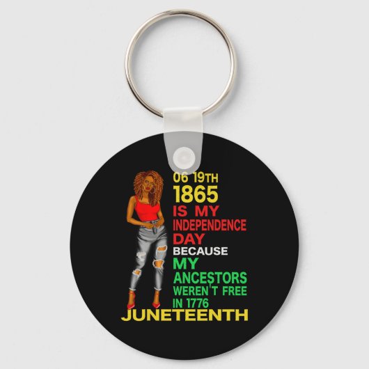Happy Junetifyは私の独立の日フリーブラック キーホルダー (正面)